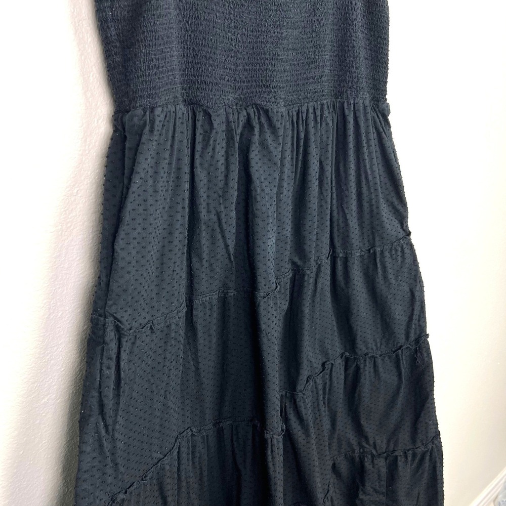 J.Crew Black Swiss Dot Smocked Tiered Midi Dress With Pockets Womens Large - Picture 5 of 10